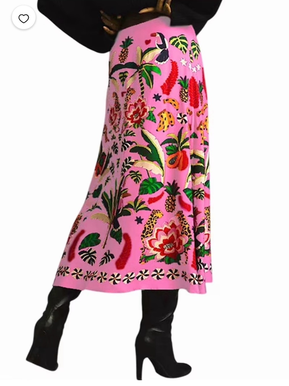 FARM Rio Pink Tropical Jungle Midi Skirt - Picture 3 of 15